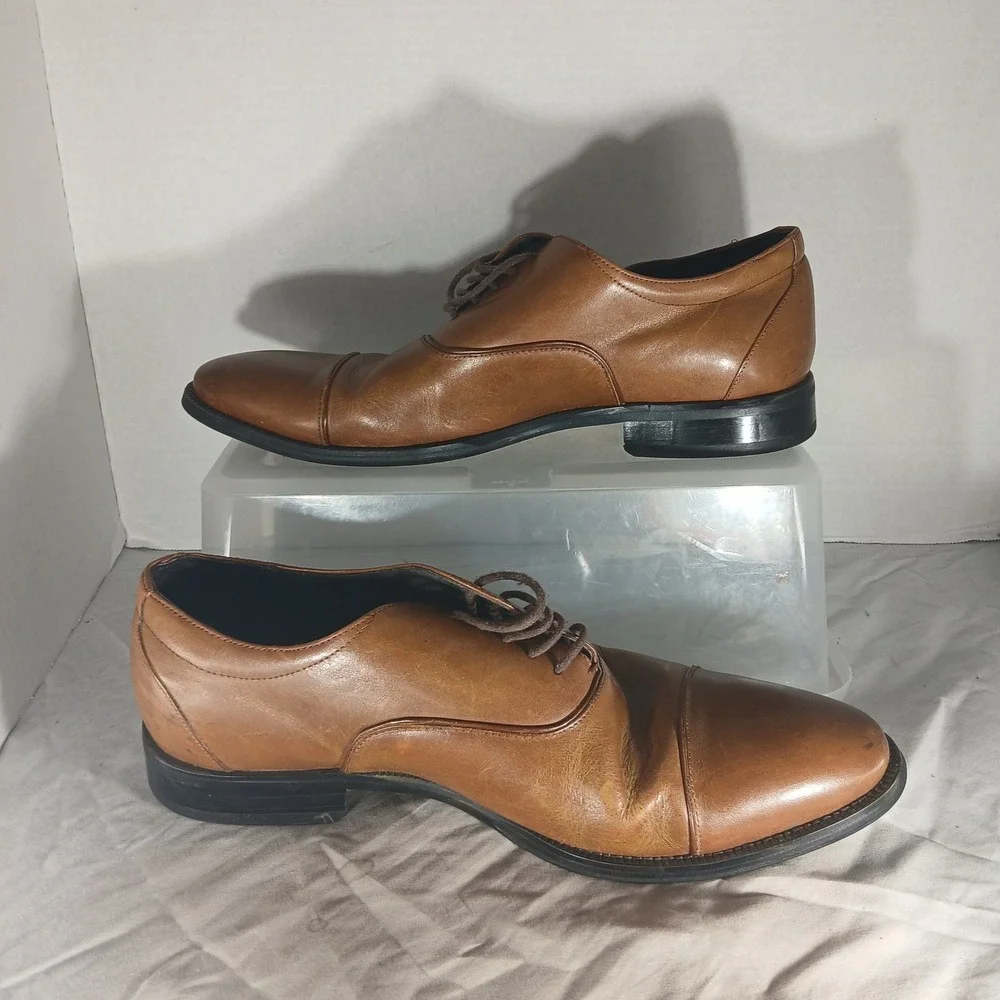 Stacy Adams Mens‎ 24919-221 Dickinson Cap Toe Oxford Cognac Brown Leather 10.5 M
